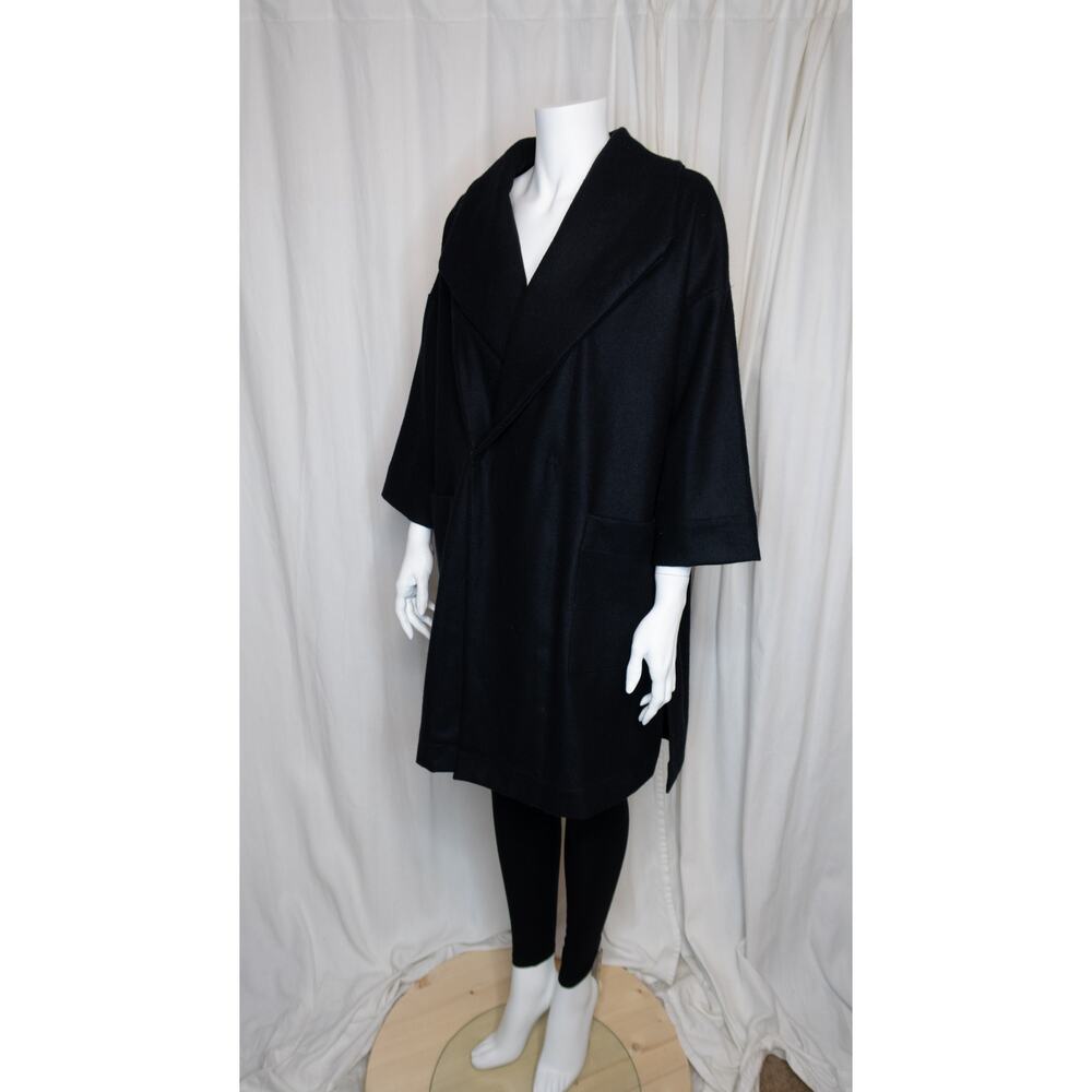 ALI GOLDEN Black Wool Kimono Oversized Coat ONE SIZE - Picture 2 of 10